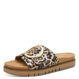 Tamaris Comfortabele damesslippers van leer, elegant, luipaard, 39 EU