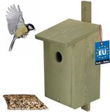 KOTARBAU® Vogelhuis, nestkast van hout, met voering, voor sterren en mezen, grijs
