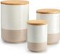 Non-branded Ceramic storage jars with airtight lids, 3-piece set, beige