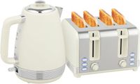 HOMCOM Bouilloire et grille-pain ensemble Inox - 1,7L et 4 fentes - Crème