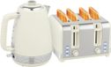 HOMCOM Bouilloire et grille-pain ensemble Inox - 1,7L et 4 fentes - Crème