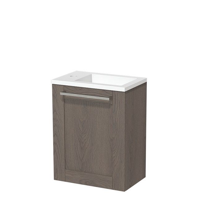 Maxaro Toiletmeubel met Wastafel Solid Surface Mat Modulo Donkerbruin Eiken 40 cm