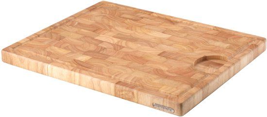 Continenta snijplank, kopshout, keukenplank, serveerplank, rubberhout, 42 x 34 x 2,7 cm