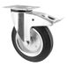 WAGNER Soft zwenkwiel - diameter 200 mm, bouwhoogte 240 mm, stalen velg verzinkt, massief rubber, vergrendeling en aanschroefplaat 110 x 140 mm, draagkracht 210 kg - 04720001