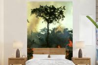 Fotobehang Boom - Brand - Vuur - 160x240 cm - Vlies - Multicolor