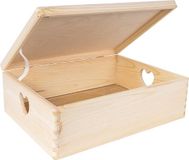 Creative Deco Houten Doos Opberger Kist | 40 x 30 x 14 cm | Met Deksel en Handvat Hart