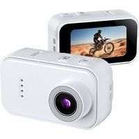 ELVANZA Sportcamera voor op de duim, borstcamera voor huisdieren, draagbare camera voor sport en fietsen in de buitenlucht, draagbare minicamera, model met witte houder