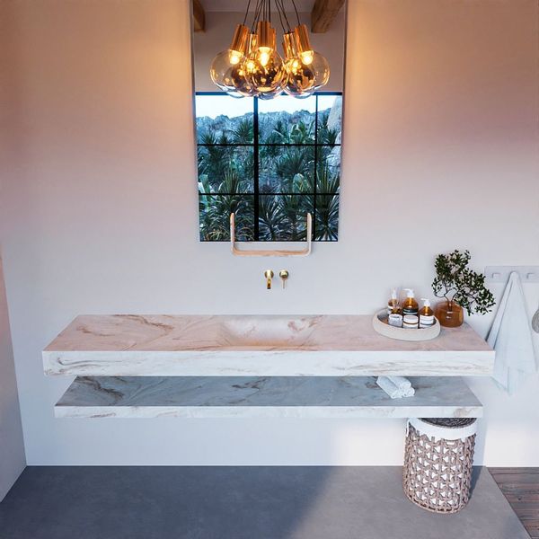 MONDIAZ ALAN-DLUX Badmeubelset 200cm Frappe met vrijhangende wastafel CLOUD midden zonder kraangat - Frappe ADX200FraPLM0Fra