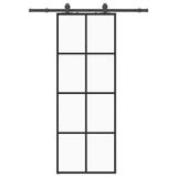 vidaXL Schuifdeur met beslagset 76x205 cm ESG glas zwart