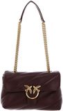 PINKO Leren schoudertas Love Puff Classic CL Sheep Nappa Burgundy Wine - Antique Gold donkerbruin
