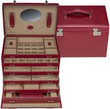 Windrose Merino Sieraden & Juwelendoos - Imitatieleer - Rood