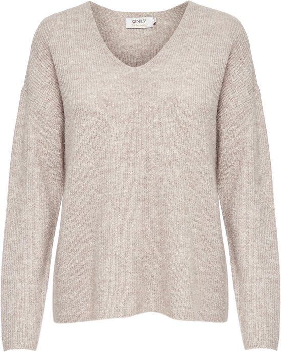 ONLY ONLCAMILLA V-NECK L/S PULLOVER KNT Women's Sweater - Size S - Pumice Stone
