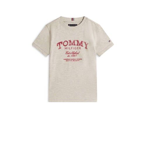 Tommy Hilfiger T-shirt grijs Jongens Katoen Ronde hals Logo - maat 176
