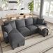OKWISH U-Bank 280x137 cm - Met opbergruimte in chaise longues - Voor woonkamer - Chenille - Grijs