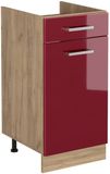 Vicco Keukenonderkast R-Line, Rode hoogglans/Goudkleurig Eiken, 40 cm zonder werkblad