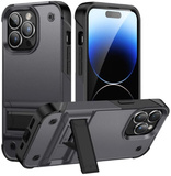 Huikai iPhone SE (2022) Armor Hoesje met Kickstand - Shockproof Cover Case - Grijs