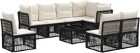 vidaXL - Tuinbank - Set - 9 - st - Zwart - poly - rattan