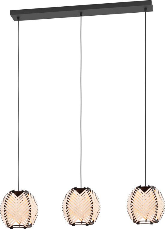 EGLO Waverton Hanglamp - E27 - 92 cm - Zwart/Wit - Textiel