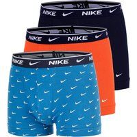 Nike Essential Cotton Stretch Trunk Boxershort Verpakking 3 stuks Heren - lichtblauw, oranje, Maat S