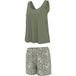 ESMARA shorty pyjama pour femme en lin (Vert, XS(32/34))