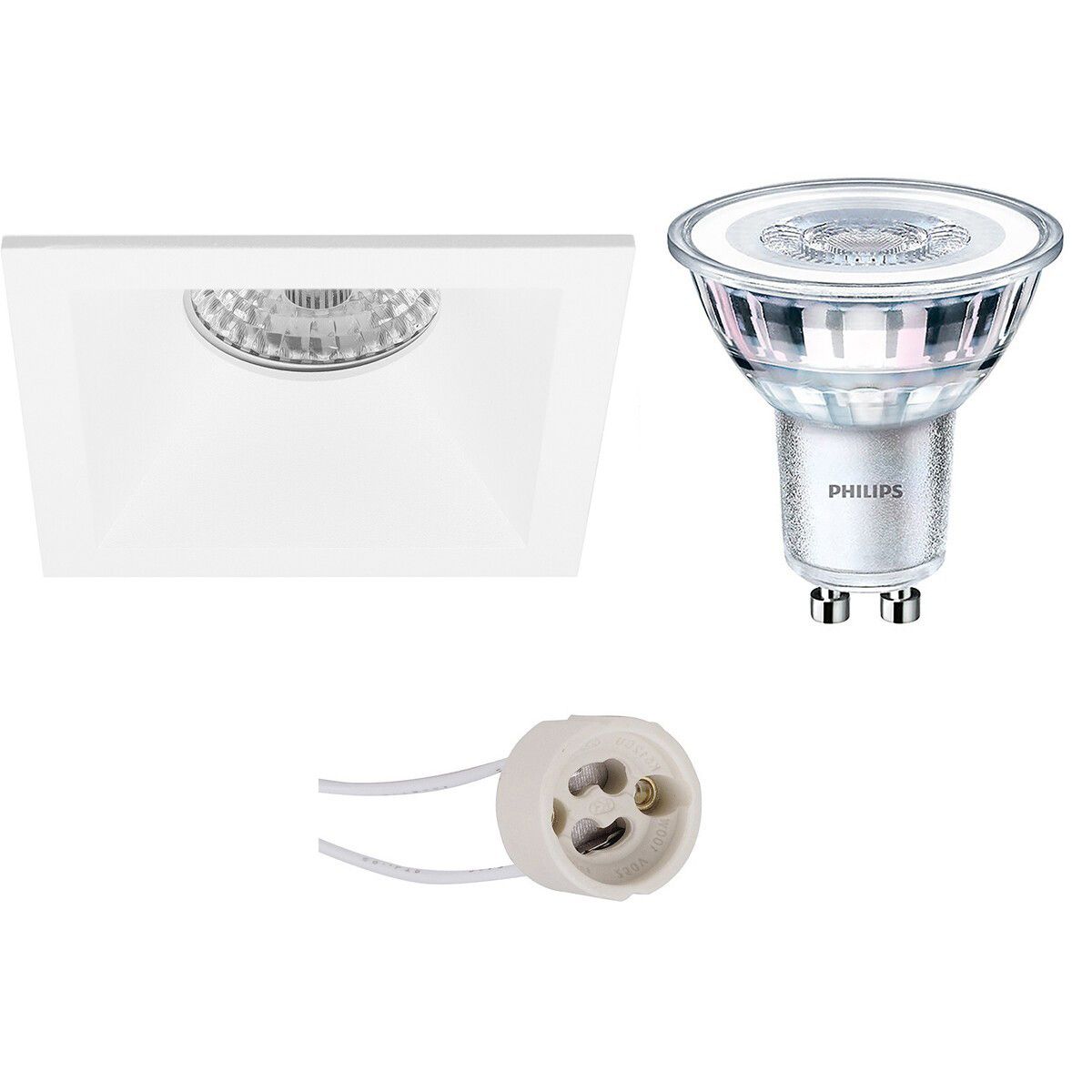 BES LED LED Spot Set - Pragmi Pollon Pro - GU10 - Vierkant - Mat Wit - Philips CorePro 827 36D - 4.6W - 2700K