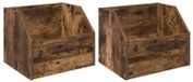 Boîte à vinyle en chêne 2 pièces Chêne fumé 38 x 30 x 29 cm