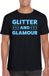 Bellatio Decorations Verkleed T-shirt heren - glitter and glamour - zwart - blauw glitter - carnaval M