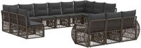 vidaXL Tuinbank - Set - 13 zitplekken - Grijs en Donkergrijs - Polyrattan