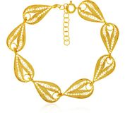 Cavill - Vergulde 925 Sterling Zilver Armband Dames - Lichtgewicht Filigraan Design - Verstelbaar 18,5 cm - Goudkleur Druppel