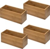 5Five - Opberg/sorteer/lade verdelers bakjes bamboe 23 x 9 x 9.5 cm - Set van 6x stuks