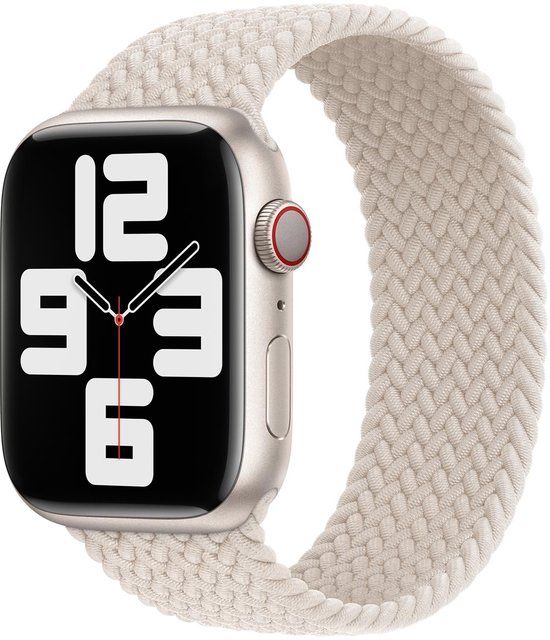 Apple Gevlochten solobandje voor de Apple Watch | 44/45/46/49 mm - Maat 7 - Starlight