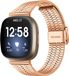 Strap-it Bracelet de montre connectée en acier - Convient pour Fitbit Sense - Acier inoxydable - Or rose