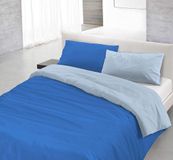 Merkloos / Sans marque Italian Bed Linen Natural Colour Doubleface dekbedovertrek, 100% katoen, blauw, campingbed