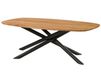 Table de salle à manger en acacia 200x100x76 laqué naturel // Pieds Mikado ronds noirs