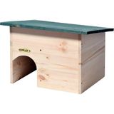 dobar® 22222e egelhuis als bouwpakket, egelslaaphuis van massief hout, egelholte voor de tuin, egelslaapplaats met slot, egelhotel met bescherming tegen roofdieren, 34,5 x 27 x 24 cm, groen