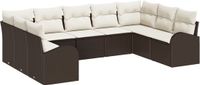 vidaXL Tuinbank Set 9-zits Bruin en wit polyrattan