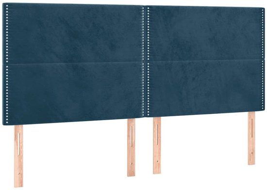 vidaXL Hoofdbord Donkerblauw Fluweel 200x5x118/128 cm