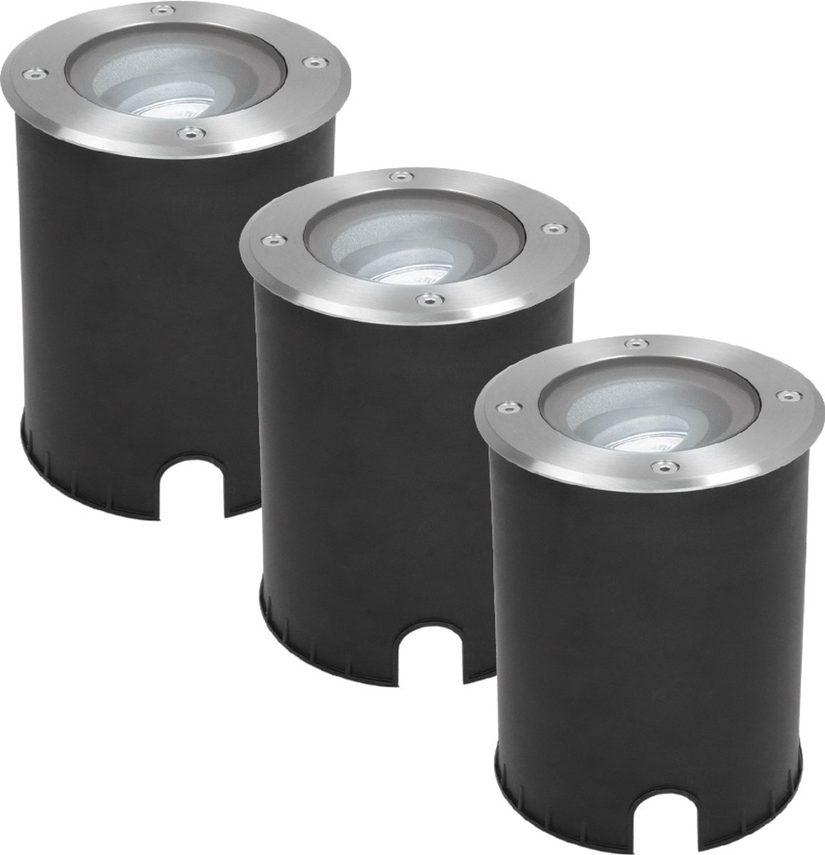 HOFTRONIC 3x Lilly dimbare LED Grondspot - Kantelbaar - Overrijdbaar - Rond - RVS - 6000K - 5 Watt - IP67 waterdicht -