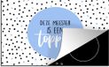 Merkloos KitchenYeah® Inductie beschermer 77x51 cm - Stippen - Blauw - Quote - Meester bedankt - Inductie kookplaat accessoire