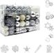 Unyqoos Christbaumkugeln, Set aus 113 Stück, silberfarben und weiß, Kunststoff Christbaumschmuck, 3 Größen (Ø 6/4/2 cm), matt/glänzend/glitzer, 8 Formen