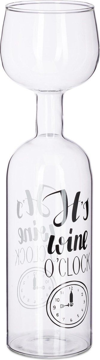 Relaxdays Wijnfles Glas - Groot - Met Tekst - Voor Wijnliefhebbers