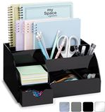 Acryl Office Desk Organizer met lade, zwart 9 compartimenten