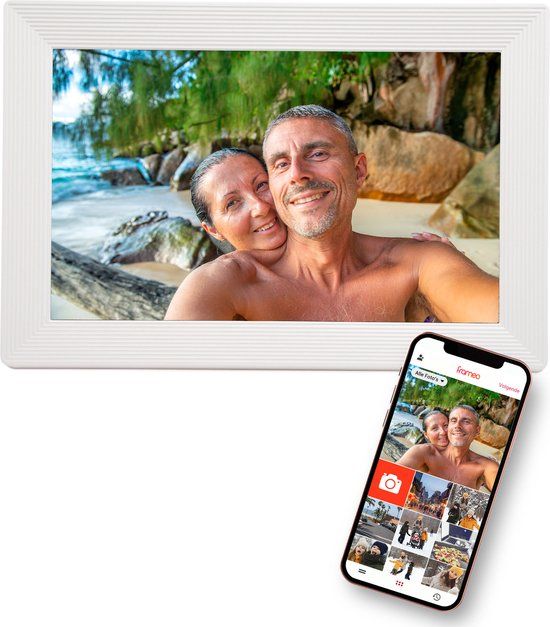 Pora&co Digitale Fotolijst 10 inch - WiFi - Frameo App - HD+ IPS - Wit - Micro SD - Touchscreen