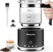 Mousseur à lait Mousseur à lait électrique, 500 ml - 4 fonctions - Panier vapeur - Mousseur à lait pour latte - Lavable au lave-vaisselle - Noir