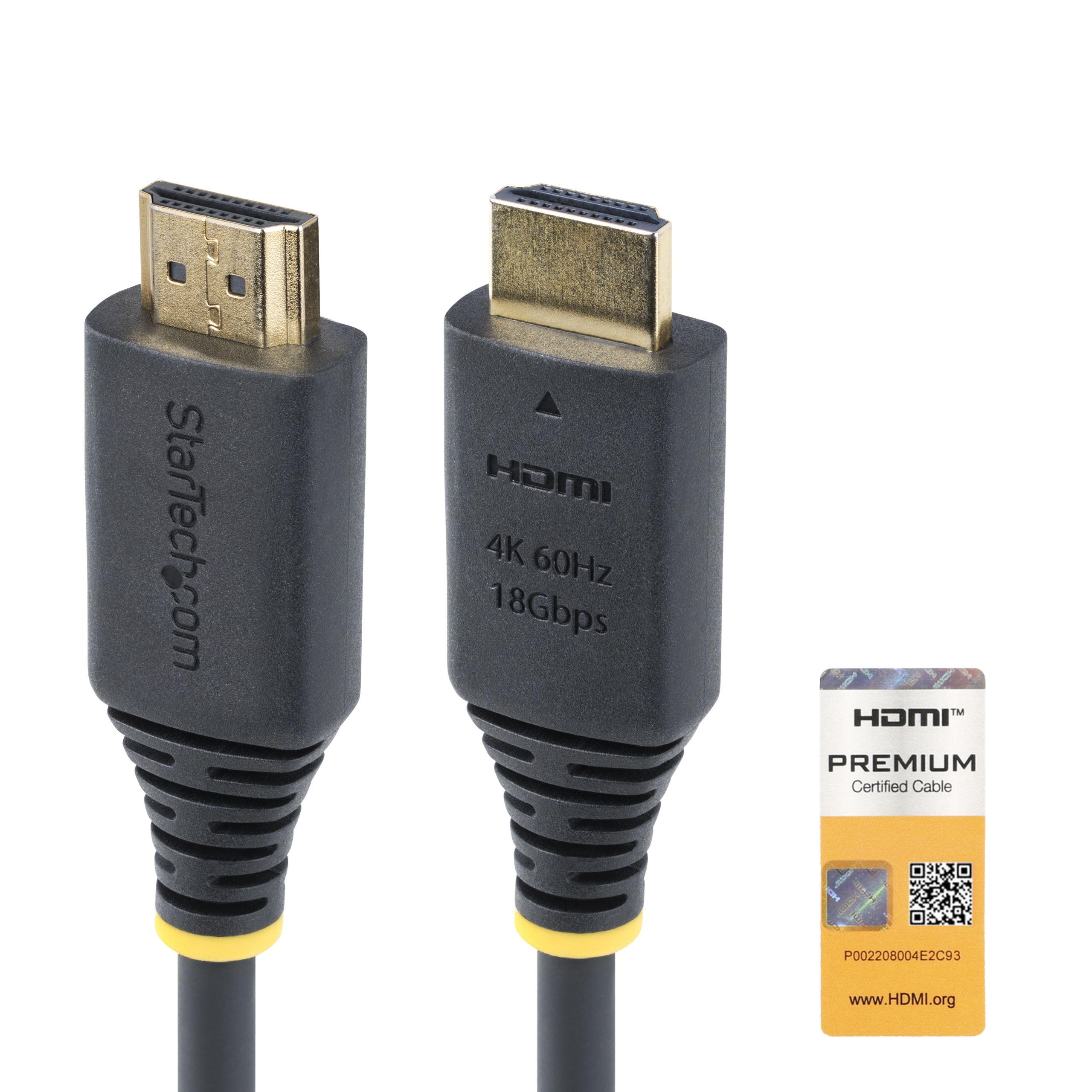StarTech.com 50cm Premium Gecertificeerde High Speed HDMI Kabel, 4K 60Hz/1440p 144Hz, HDR10/HDCP 2.2/ARC, 18Gbps, UHD HDMI 2.0 Kabel
