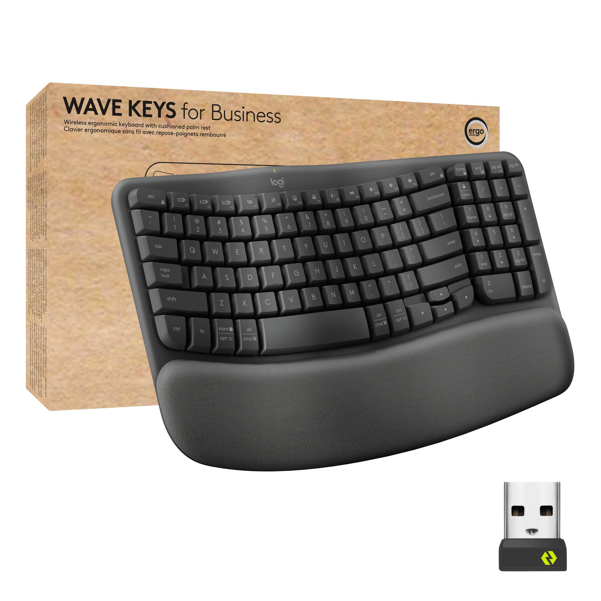 Logitech Wave Keys for Business Ergonomisch Toetsenbord - Draadloos - QWERTY - US International - Grafiet