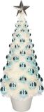Timstor Sapin de Noël artificiel complet avec guirlandes lumineuses et boules bleu - 50 cm