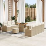 vidaXL Banc de jardin avec coussin 10 pièces Beige polyrotin