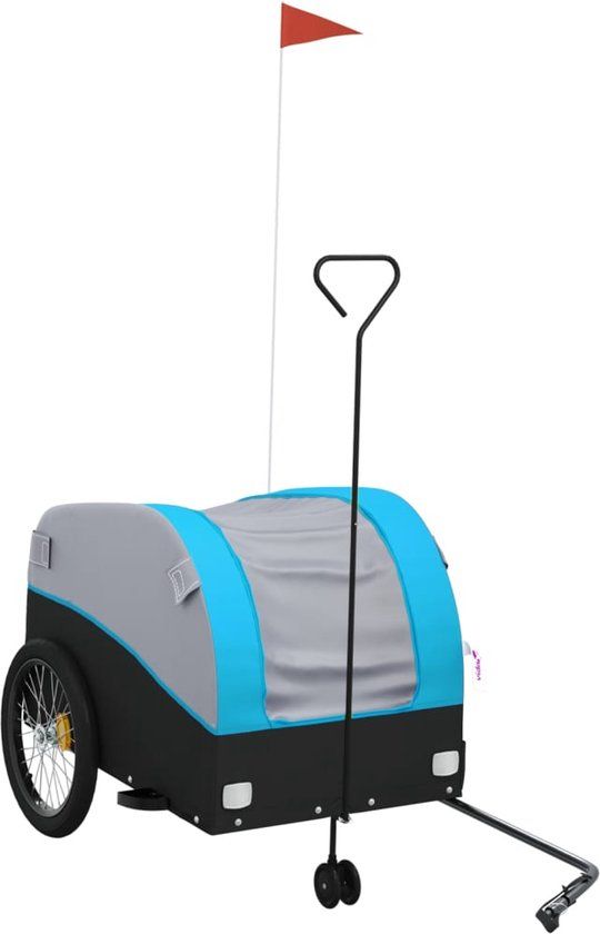 vidaXL Fietstrailer - 45 kg - IJzer - Zwart & Blauw