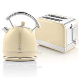 Swan Retro Ontbijtset, Waterkoker 1.8L & Broodrooster, Vintage Design, Crème